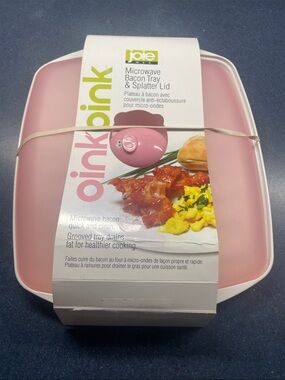Joie Pink Microwave Bacon Tray with Splatter Lid
